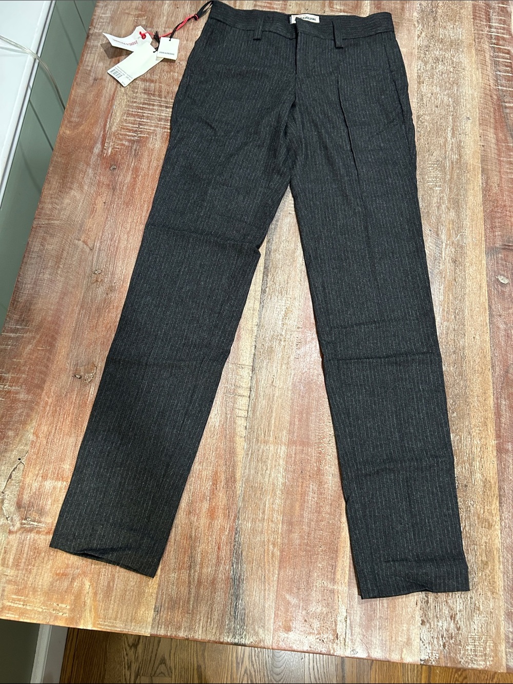 Zadig & Voltaire Prune Tailleur Raye in Anthracite: Charcoal Pinstripe Trousers